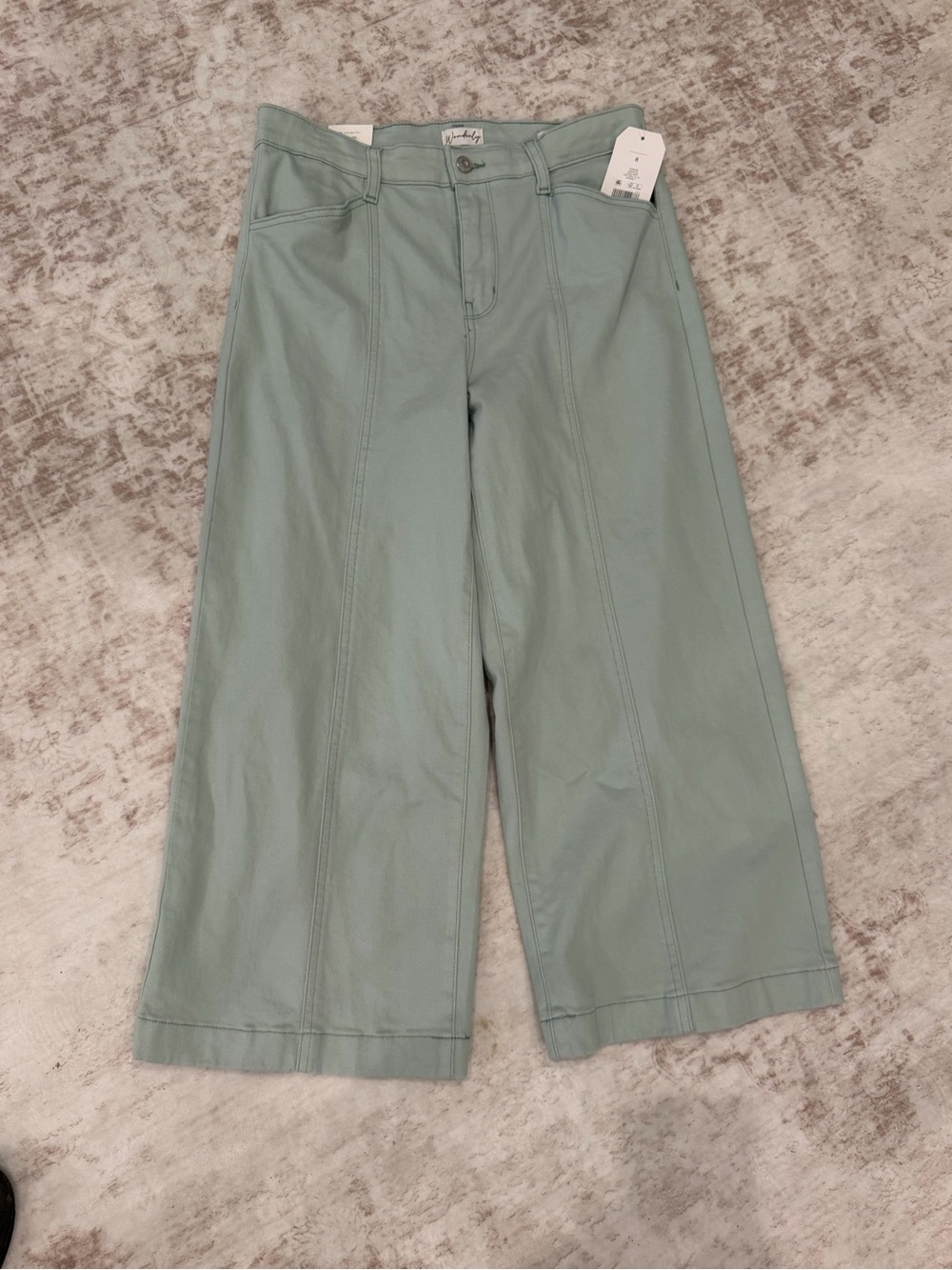 Wonderly Wide-Leg Chinos in Sage Green
